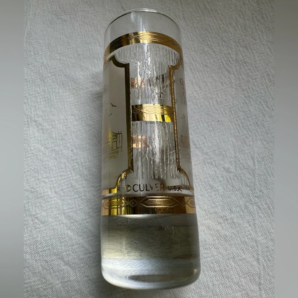 22k Gold Trim Culver Icicles Tall Mackinac Bridge Michigan Souvenir Shot Glass